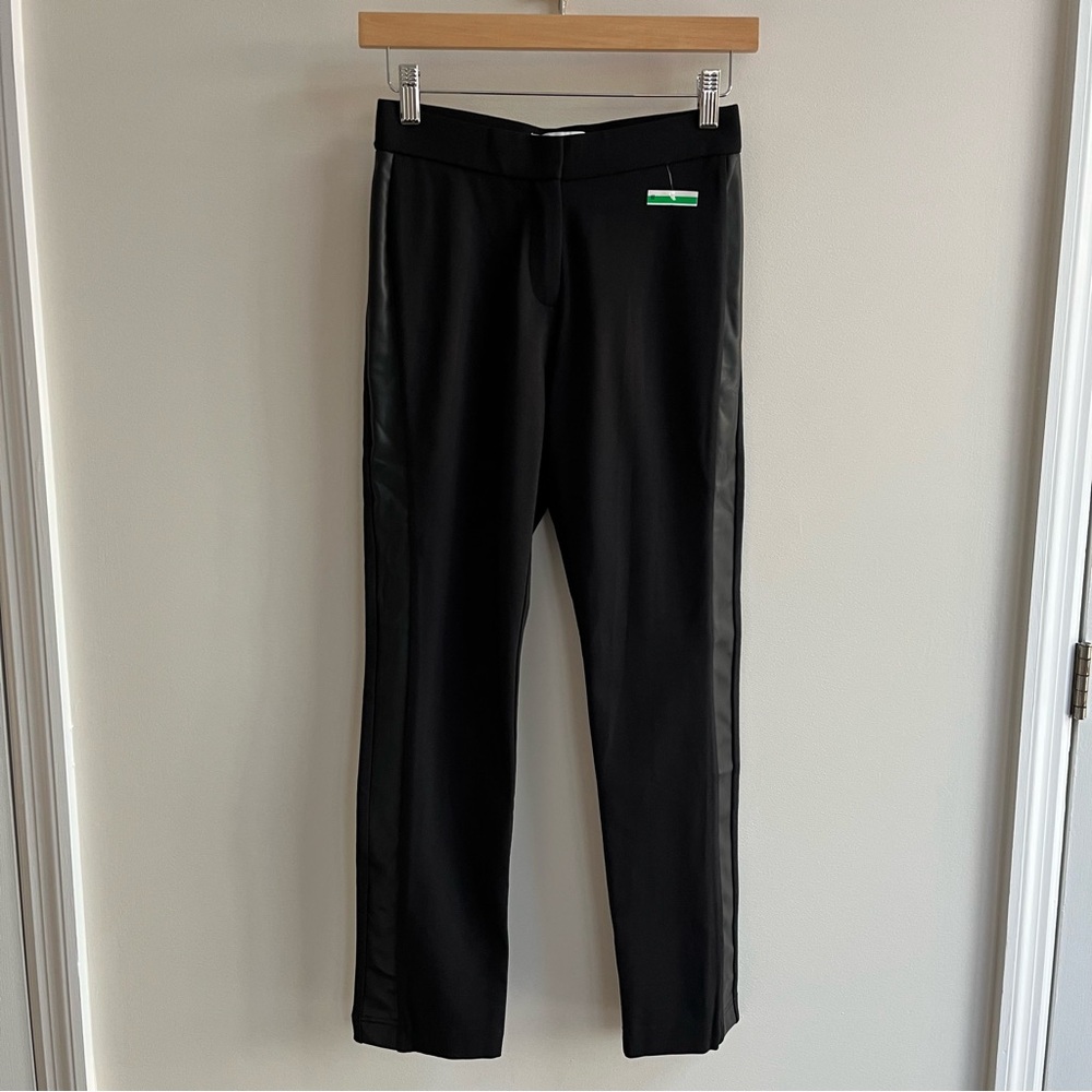 [nordstrom rack] ponte stretch knit faux leathe tuxedo stripe pants black XS